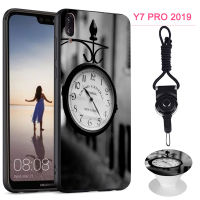 มาใหม่ล่าสุดเคสซิลิโคนนิ่มสำหรับ Huawei Y7 Pro 2019เคสสำหรับหัวเหว่ยโทรศัพท์ขาตั้งโทรศัพท์มีลวดลายและเชือกเหมือนกัน