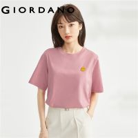 ☏♞✁ GIORDANO ผู้หญิง เสื้อยืดคอกลมแขนสั้นผ้าฝ้ายถักลายหน้ายิ้ม Free Shipping 05323392