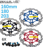 หอยทากลอยดิสก์เบรกโรเตอร์ที่มี6น็อต MTB จักรยานเสือภูเขาไฮดรอลิ160 180 203มิลลิเมตรผ้าเบรคดาวน์ฮิลล์ DH CX