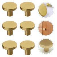 [HOT NNQJKYIYWHG 512] 6Pcs Golden Round Shape Cabinet Handles Alloy Furniture Drawer Knob Handles