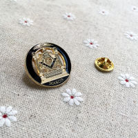 1PCS 1 "คอลัมน์คู่ Masonic Lapel Pin เข็มกลัด Freemasonry รอบเหรียญป้ายผีเสื้อคลัทช์ Backing