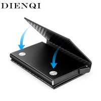 ZZOOI DIENQI Carbon Fiber Wallets Men Rfid Card Holder Slim Wallet Magic Trifold Leather Thin Mini Wallet Small Money Bag Purse Vallet