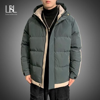 ZZOOI Winter Casual Mens Parka Coats 2023 Fashion Hooded Jackets Thicken Warm Male Streetwear Parkas Windproof Outerwear Men Clothing