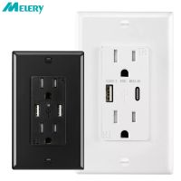 US WALL SOCKET USB 5V 4.2A TYPE C 4.8A CANADA MEXICO PLUG 90-250V PC Panel Dual Outlet 15A Smart Fast Charge for Home Office