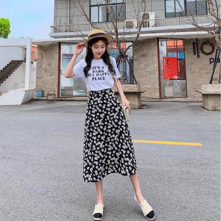 Ha Ri Korean Midi Skirt Bloom Korean Skirt Rok Bunga Korean Style