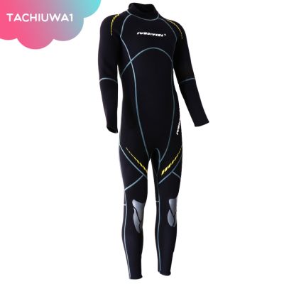 ชุดดําน้ําแบบเต็มป้องกันความร้อนสีดํา neoprene wetsuit 3 มิลลิเมตร สําหรับผู้ชาย
