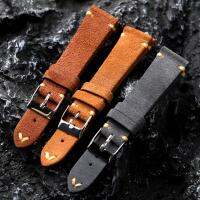 Handmade Tumbled Leather Watchband Brushed 18 19 20 21 22MM Vintage Soft Leather Men S celet, Suitable For Antique Watches