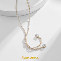 Kemstone Shining Tassel Water Drop คริสตัลเคลือบสีเงิน Choker Y สร้อยคอของขวัญเครื่องประดับสำหรับผู้หญิง