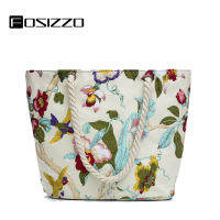 FOSIZZO Womens Bags Canvas Beach Bag Roomy Women Handmade Leisure Holiday Handbag Blooming Summer Bag 2021Tote Bag FS5315