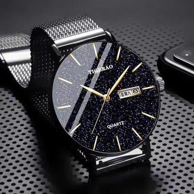 【Hot seller】 automatic movement watch mens ultra-thin quartz non-mechanical student Korean calendar waterproof luminous