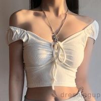 COD tjjs079 d❃♪Women´s Short Sleeve Summer Fashion Sexy Pleated Top