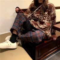 Harajuku Plaid Pants For Women Trousers 2021 Streetwear Woman Harem Pants Autumn Ladies Causal Pants stacked leggings goth