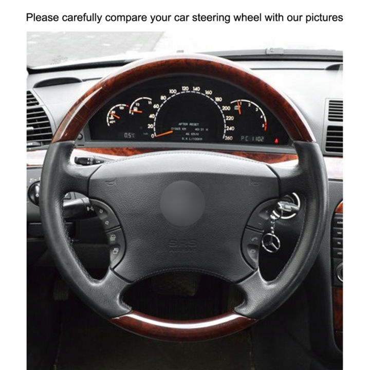 black-pu-artificial-leather-car-steering-wheel-covers-wrap-for-mercedes-benz-cl-class-c215-s-class-w220-1999-2004-2005-2006