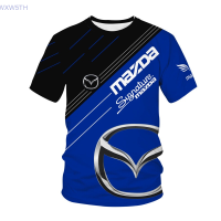 T-shirt 2023！New！baru biasa dengan leher putar lengan pendek, dicetak dengan logo mobil ukuran Mazda Plus, fashion musim panas kualitas tinggi, cocok untuk pria High quality products （Freeprinting of names）