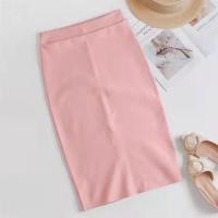 summer new womens stretch slim temperament bag hip skirt ladies Knee-Length Casual Polyester Solid