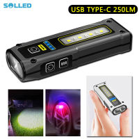 SOLLED Mini Dual Light Source ไฟฉาย Type-C Fast Charging ไฟทำงานมัลติฟังก์ชั่นพร้อมไฟฉายฉุกเฉินแม่เหล็ก