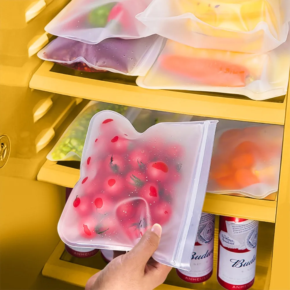 Large capacity food bag Plastic Kitchen Storage Organization Reusable Food  Wraps Storage - Plastic Wrap - Aliexpress 