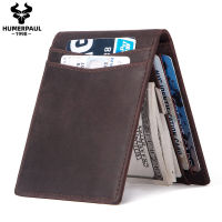 Fashion Solid Mens Thin Money Clip Genuine Leather Wallet With A Metal Clamp Male ID Credit Card Purse Top Quality Cash Holder