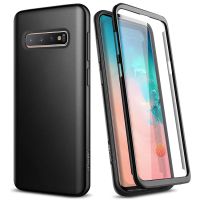 SURITCH เปลือกป้องกัน Samsung Galaxy S10 ปกป้องหน้าจอในตัวฝาครอบด้านหลัง TPU แบบนิ่ม + เคสกันกระแทกแบบไฮบริดที่ทนทานเคสป้องกันทุกส่วนของเครื่อง