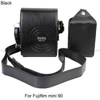 กระเป๋ากล้องหนัง pu สําหรับ Fujifilm instax mini 90 พร้อมสายคล้องไหล่
