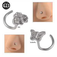 1 Piece Bee Butterfly Shape G23 Titanium Steel Nose Screw Fresh Piercing 20 Gauge Unisex