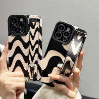 สายรัดข้อมือสุดสร้างสรรค์ลายคลื่นสีเบจสำหรับ IPhone14 13 12 11 Pro เคสโทรศัพท์แฟชั่นสูงสุด