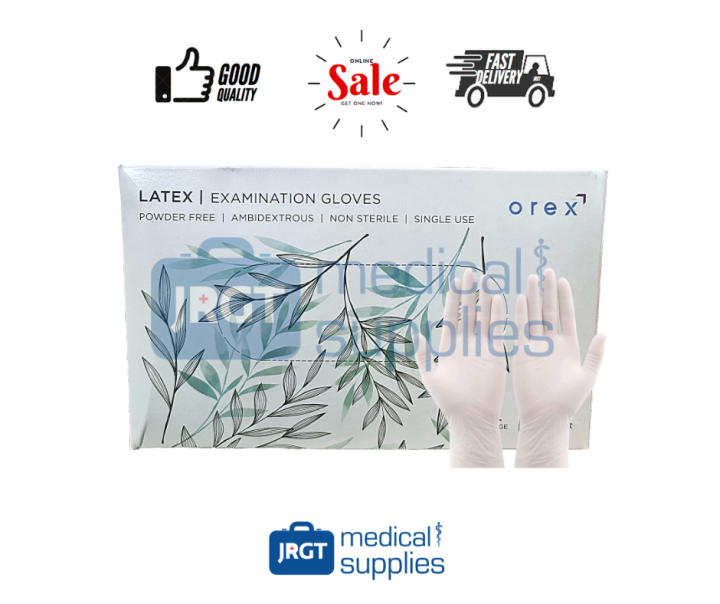 Orex Disposable Examination Latex Gloves PowderFree (1 Box 100pcs