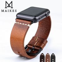 MAIKES tali jam tangan kulit sapi tali jam kulit sapi khusus untuk Apple Watch tali jam 45mm 41mm 44mm 40mm Seri 9 8 7 6 SE 5 4 iWatch