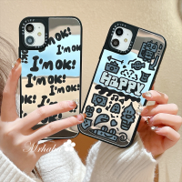 เคส MrHaha สำหรับ iPhone 15 14 13 12 Pro Max X XR Xs Max 8 7 Plus ตัวอักษรภาษาอังกฤษเคสโทรศัพท์กระจกฝาครอบป้องกันนิ่ม TPU