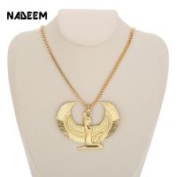 New Fashion Gold Color Punk Long Chain Hiphop Eagle Women Necklace Jewelry Egyptian Trendy Cross Angel Isis Pendant Necklace