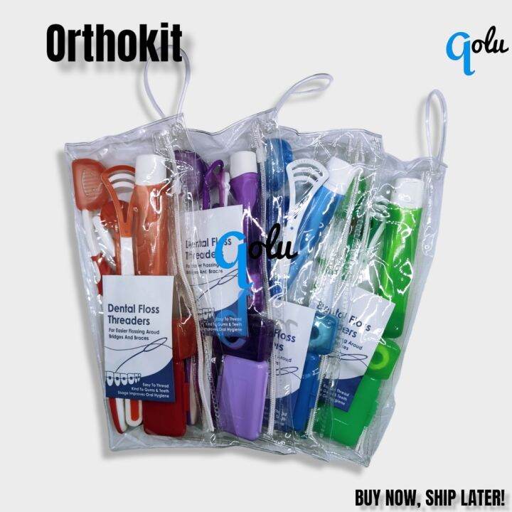 Ortho kit orthodontic toothbrush travel wax tongue cleaner dental floss