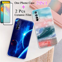 2 IN 1สำหรับ Realme 7กรณีนิ่ม TPU ซิลิโคนทาสีเคสโทรศัพท์ที่มีฟิล์มกันรอยกันกระแทกโค้ง