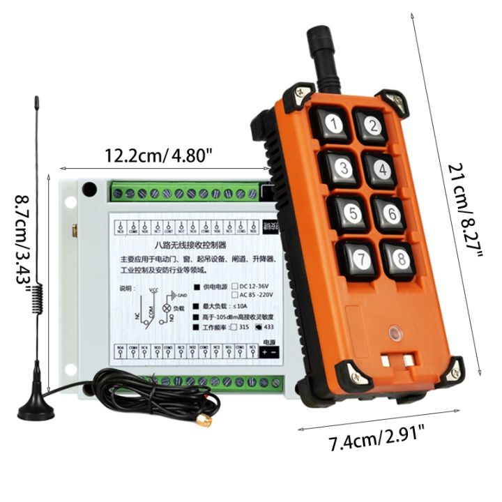 รีเลย์รีโมทคอนโทรล-led-ไร้สาย8ch-ไฟฟ้ากระแสสลับ220v-380v-เอาต์พุตวิทยุส่งสัญญาณ315-433ตัวรับสัญญาณ-mhz