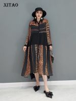 XITAO Dress Fashion Casual Loose Women Leopard Print Shirt Dress