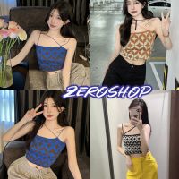 Zero shop?พร้อมส่ง? (Zero-3193) เสื้อสายเดี่ยวไหมพรม ดีเทลสายคาดเก๋ไม่ซ้ำใครลายเก๋มาก