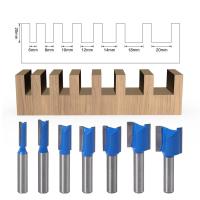 8mm Shank Straight Woodworking Router Bit Set เครื่องตัดไม้ 6/8/10/12/14/18/20mm เส้นผ่านศูนย์กลางการตัดมิลลิ่ง เครื่องมือ