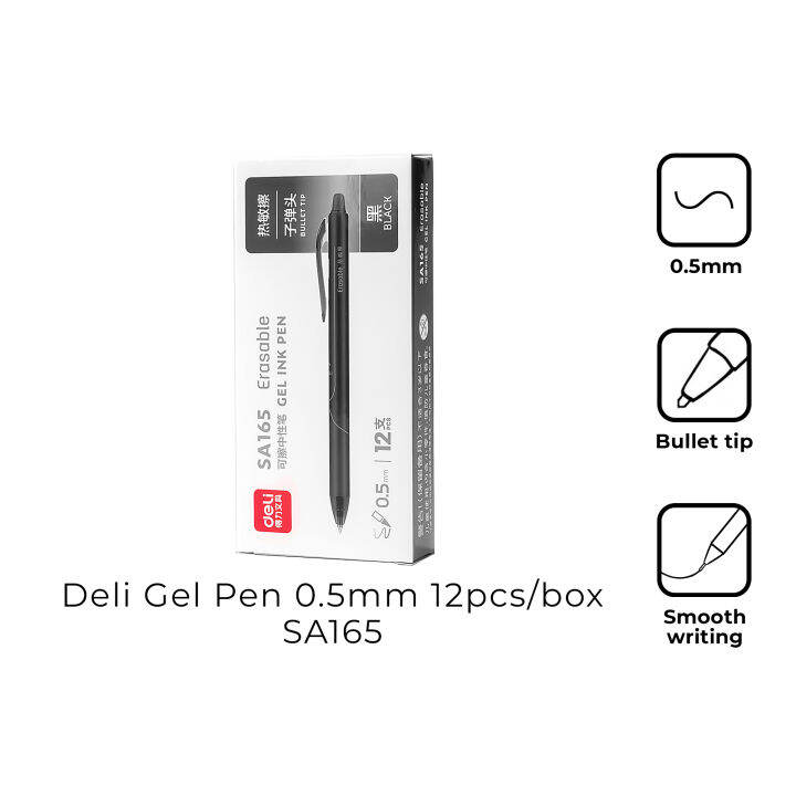 Deli SA165 Erasable Gel Pen 0.5mm 12pcs/box Lazada PH