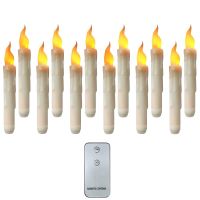 12PCS LED Flameless Floating Candles Light With Magic Wand Remote Taper Electronic Candle Lamp For Christmas Wedding Party Decor