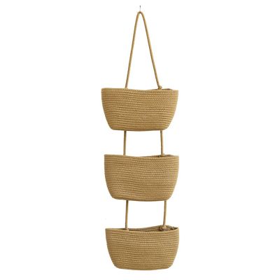 Door Hanging Basket, 3 Layer Woven Cord Baby Nursery Storage, Wall Mounted Storage Basket Decorative Basket