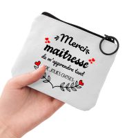 ✎❖✉ Thank You Mistress White Purse for Girls Coin Purse Small Fresh Canvas Zipper Pouch Girl Kawaii Small Bags Cute Coin Bag Gift