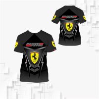 2023 Ferrari Sports Street Trend แฟชั่นเสื้อยืดคอกลมใหม่เสื้อกันหนาวผู้ชายเสื้อ3D ทีมพิมพ์เสื้อยืด