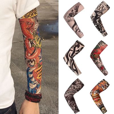 1Pc Arm Unisex Quick Dry UV Protection Outdoor Temporary Fake Running Arm Sleeve Skin Protective Nylon Tattoo Sleeves Stockings Sleeves