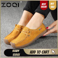 Elegant Girl ZOQI Slip Leather Womens Loafers Comfoable Flats MoccasMom Shoes Solid Lady Casual Shoe New Pregnant Footwear