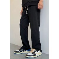 COD SDFGERTERT 【M-2XL】High Quality Mens Korean Style Loose Black New Style casual straight Cut Trousers Drawstring Zipper Sweat Pants