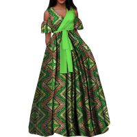 [Free ship] African fashion wax cloth printed womens dress v-neck princess cross-border supply