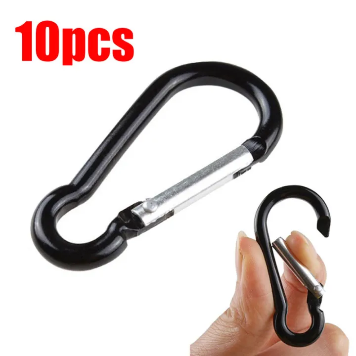 10pcs-hooks-key-alloy-climbing-d-snap-chain-spring-ring-equipment-aluminum-gourd-black