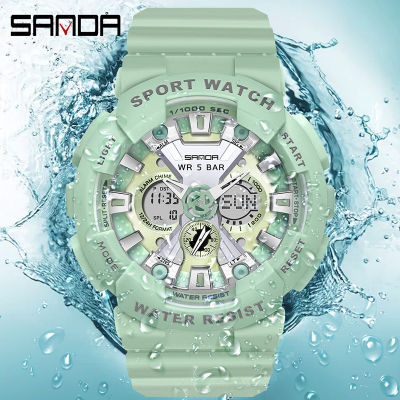 Luxury Fashion Electronic Watch For Women Men Dual Time Luminous Watch Sport Wristwatch Waterproof Top SANDA Watches 2021 New