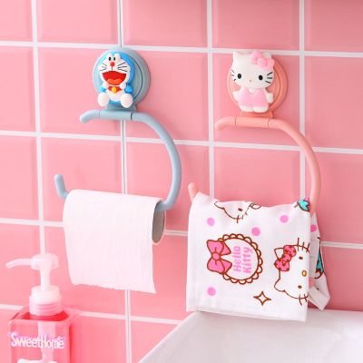 ✆☫ Cartoon Cute Bathroom Hanging Towel Rack Free Punching Single Pole Paper Wall Kitchen Rag Hook