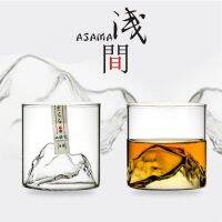 Whis-Key Glass Mountain Crystal Wedge Glass Japanese Old Fashioned Tasting Tumblers Cocktail Wine Drinking Glasses Set Of 1, Funny Unique Gift Box For Dad Men (รูปทรงกระบอกพร้อมปากกลม)