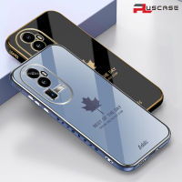 PlusCase Maple Leaf 6D เคสสำหรับ OPPO Reno10 Pro+ Plus 5G กันกระแทกรูปแบบการป้องกันชุบซิลิโคนเคสโทรศัพท์